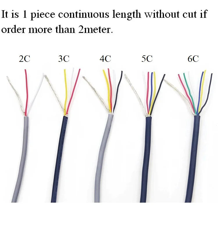 1M 24AWG Shielded Wire Signal Cable 2 3 4 5 Core PVC Insulated Channel Audio Headphone Copper Control Shielding Wire UL2547.