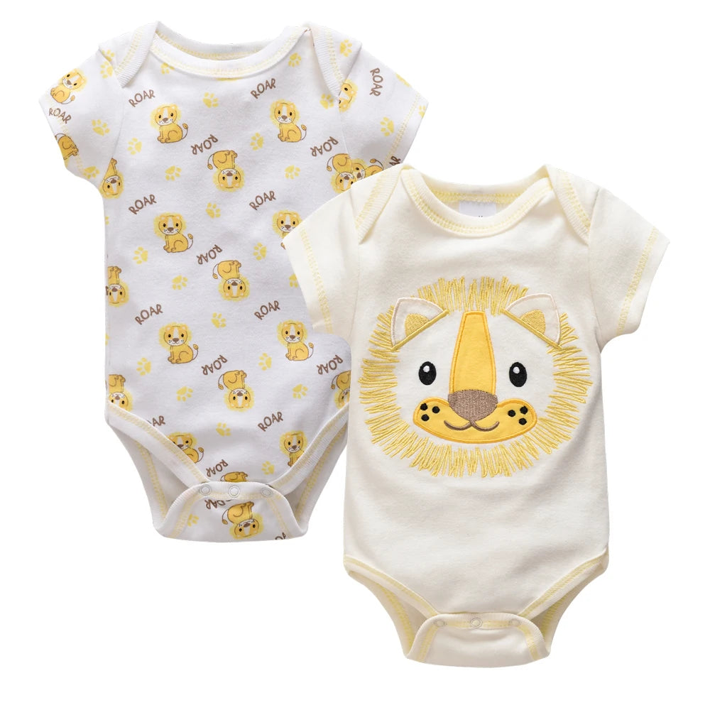 Honeyzone Sommer Baby Kleidung Säuglings Mädchen Strampler Nette Löwe Voller Druck Jungen Bodys 2 teile/satz Trottie Overalls Outfits Боди