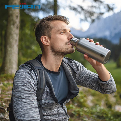 FEIJIAN Stainless Steel Water Bottle Portable Cycling Sports Bottle Leakproof BPA Free Large Capacity With Bottle Bag.