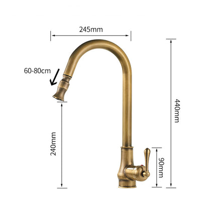 Antique Brass Kitchen Sink Faucet Pull Down Swivel Spout Kitchen Deck Mounted Bathroom Hot and Cold Water Mixers Tap