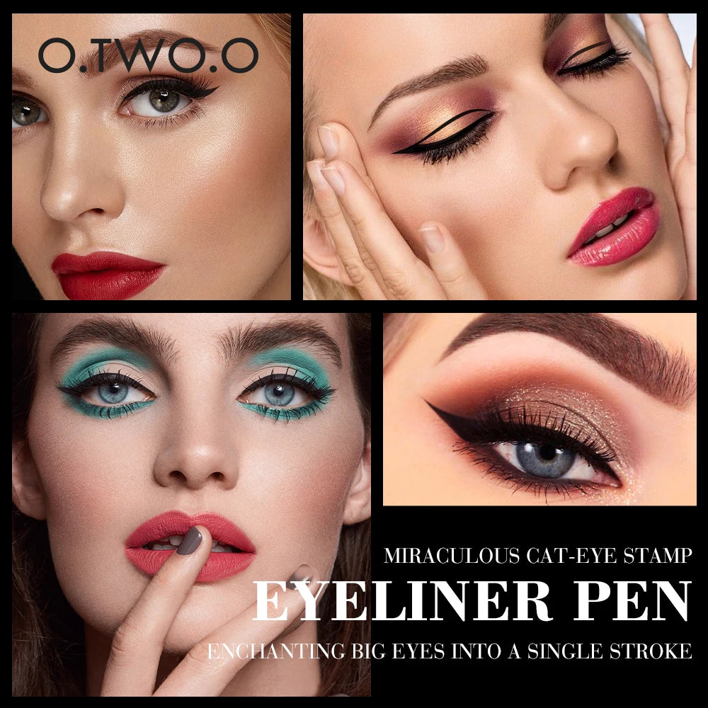 O.TWO.O Eyeliner Stamp Black Liquid Eyeliner Pen Waterproof Fast Dry Double-ended Eye Liner Pencil Make-up for Women Cosmetics.