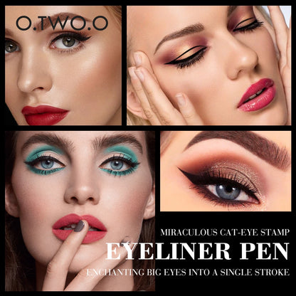 O.TWO.O Eyeliner Stamp Black Liquid Eyeliner Pen Waterproof Fast Dry Double-ended Eye Liner Pencil Make-up for Women Cosmetics.