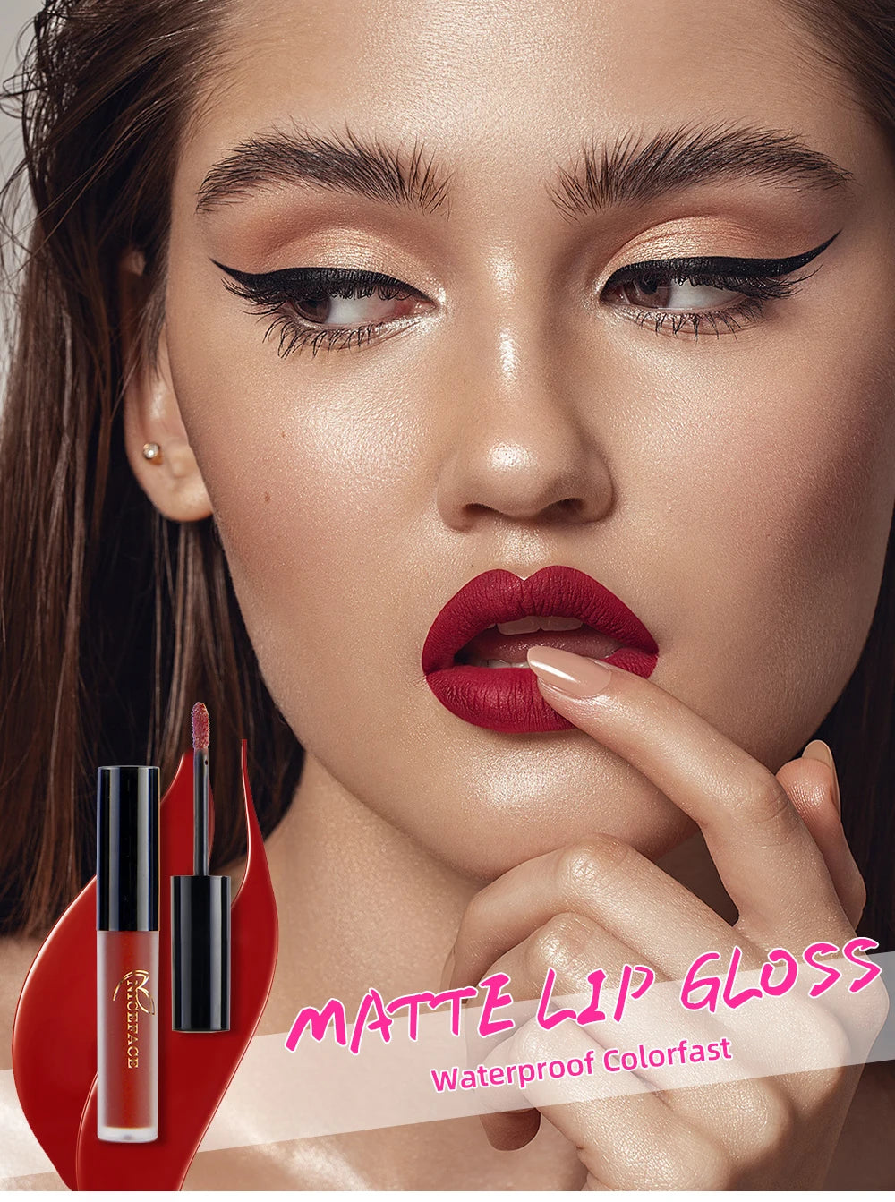 NICEFACE Matte Liquid Lipstick Waterproof Long Lasting Lip Gloss Tint Sexy Red Nude Purple Metallic Lipsticks Makeup Cosmetics.
