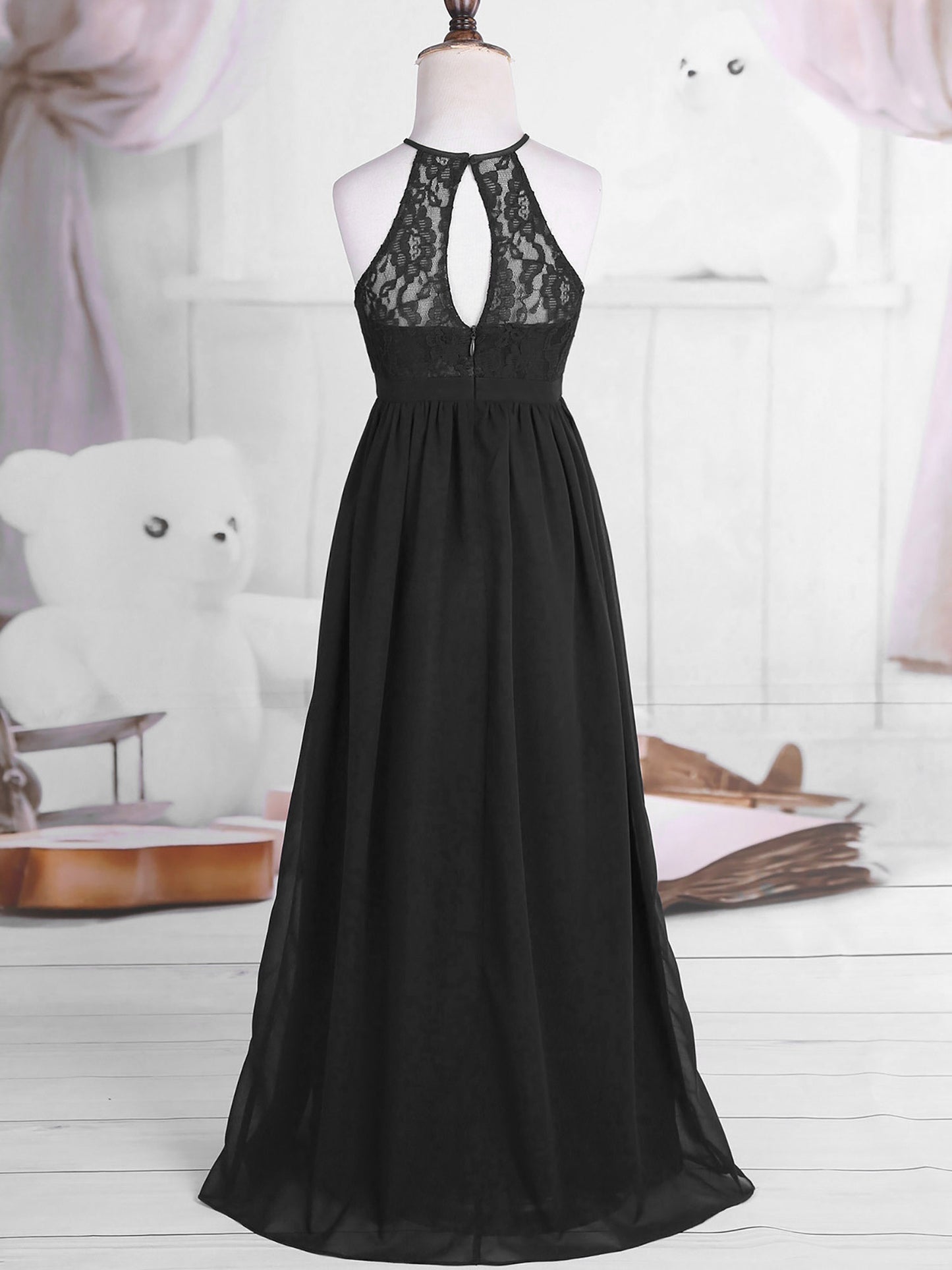 Sommer Mode Blume Mädchen Kleid Hochzeit Geburtstag Party Kinder Lange Kleid Vestido Elegante Halter Neck Floral Spitze Prinzessin Kleid