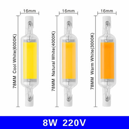 R7S LED 78mm 5W 8W R7S Spotlight 118mm 10W 20W 220V 230V 240V COB Lamp Bulb Glass Tube Replace 30W 50W 100W Halogen Lamp Light.