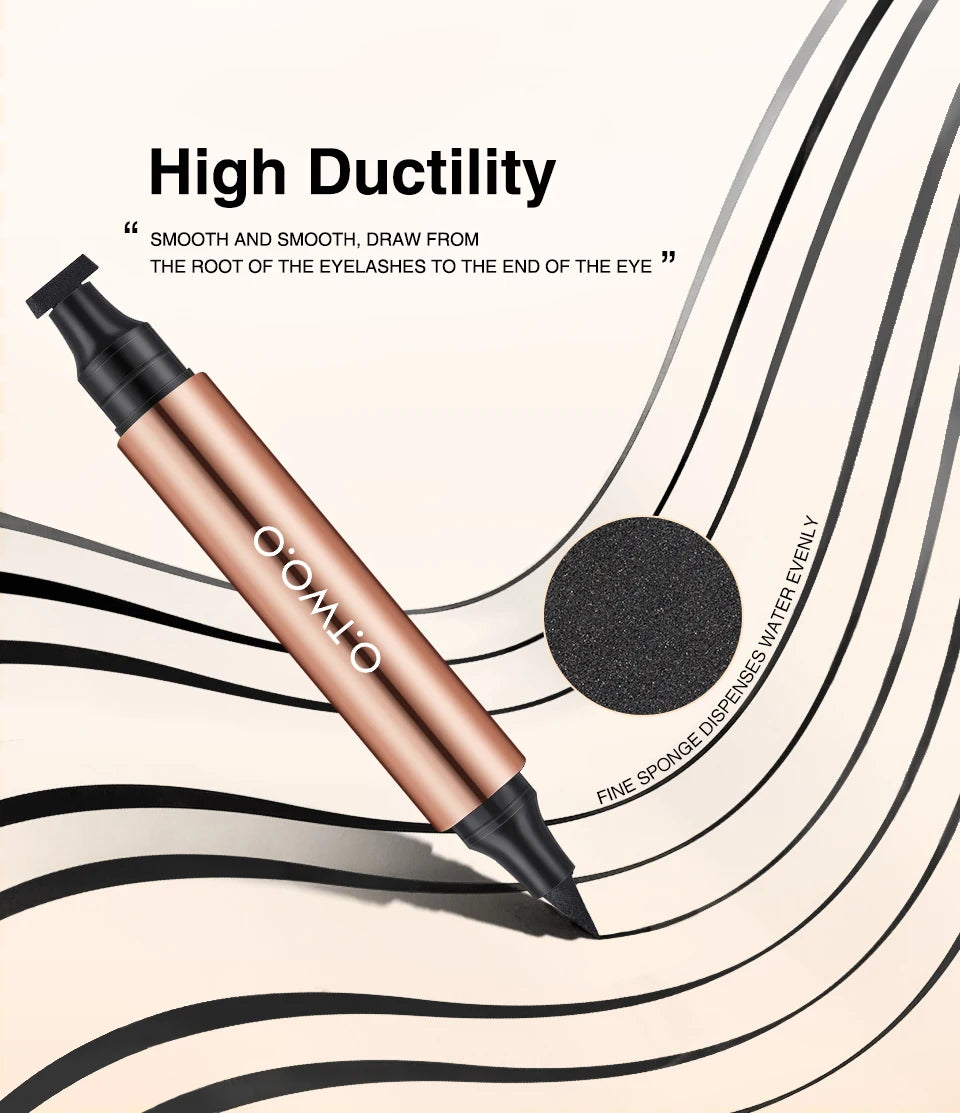 O.TWO.O Eyeliner Stamp Black Liquid Eyeliner Pen Waterproof Fast Dry Double-ended Eye Liner Pencil Make-up for Women Cosmetics.
