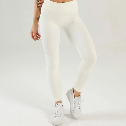 Ribbed Yoga Leggings Sports Tights Women Seamless Knit Yoga Pants White Femme Gym Leggings Skinny Workout Fitness Push Up.