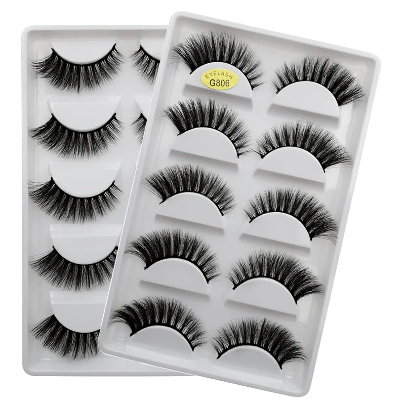 MEISHENJIE 5 pairs eyelashes 3d mink lashes natural long 1 box mink eyelashes 1cm-1.5cm 3d false eyelashes full strip lashes.