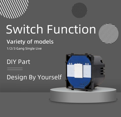 BSEED 1/2/3Gang Wand-Touch-Schalter-Funktionstaste, die Basis von Lichtschaltern, Schalterteil ohne Glasscheibe, Ein-Aus, 1/2Weg.