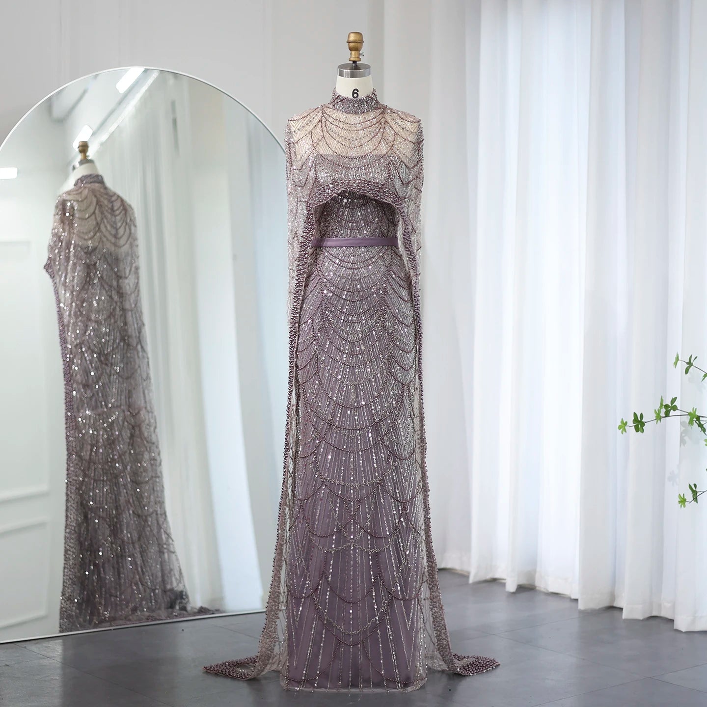 Jancember SZ369 Luxury Heavy Beaded Pearls Mermaid Evening Party Dresses With Shawl.