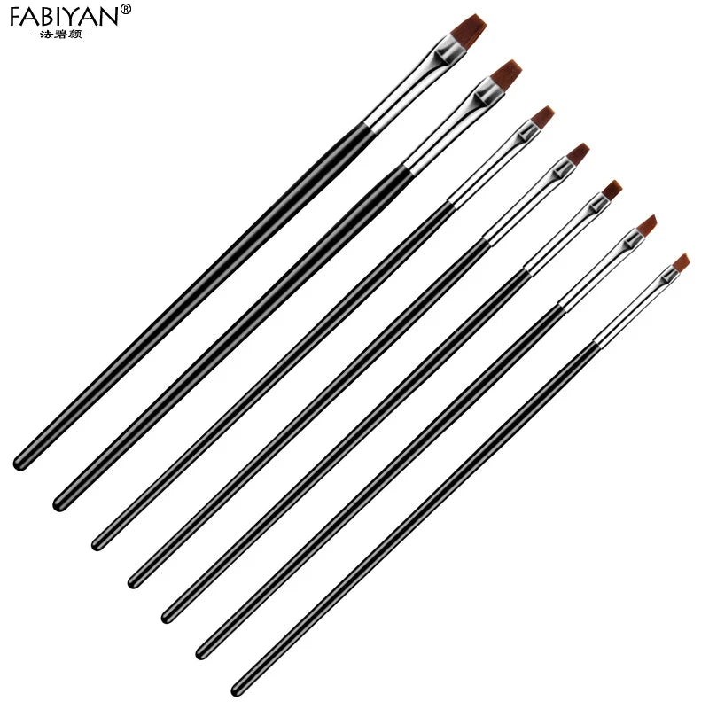 7 Size Nail Art Brush Flat Acrylic Drawing Pen UV Gel Polish French Design Painting Extension Coating Tools Set Manicure.