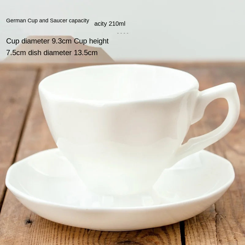Pure White Bone China Coffee Cup Ceramic Simple Nordic Latte Cups Creative Fancy Afternoon Tea Cafe Coffee Cup and Saucer Spoon