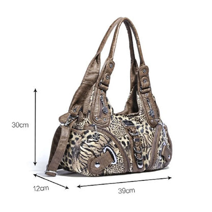Angelkiss Women Handbags Large Women's Shoulder Bag Leopard Print Top-Handle Fashion Satchel Dumpling Shoulder Tote Hobos Bag.