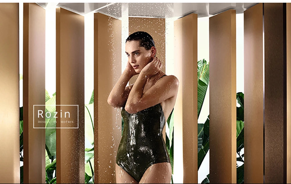 Black Waterfall Shower Faucet Bathroom Wall Mounted Bathtub Shower Faucets Dual Handles Hot Cold Water Mixer Tap with Handshower