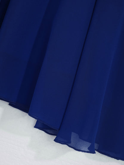 Elegantes Chiffon-Partykleid für Mädchen, schulterfrei, verstellbarer Spaghettiträger, bodenlanges Maxikleid für Hochzeit, Geburtstag, Abend