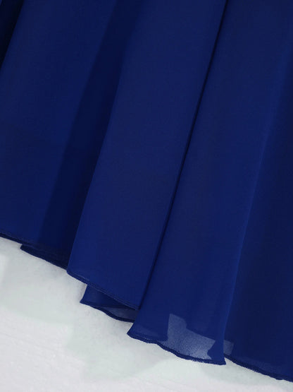 Elegantes Chiffon-Partykleid für Mädchen, schulterfrei, verstellbarer Spaghettiträger, bodenlanges Maxikleid für Hochzeit, Geburtstag, Abend.