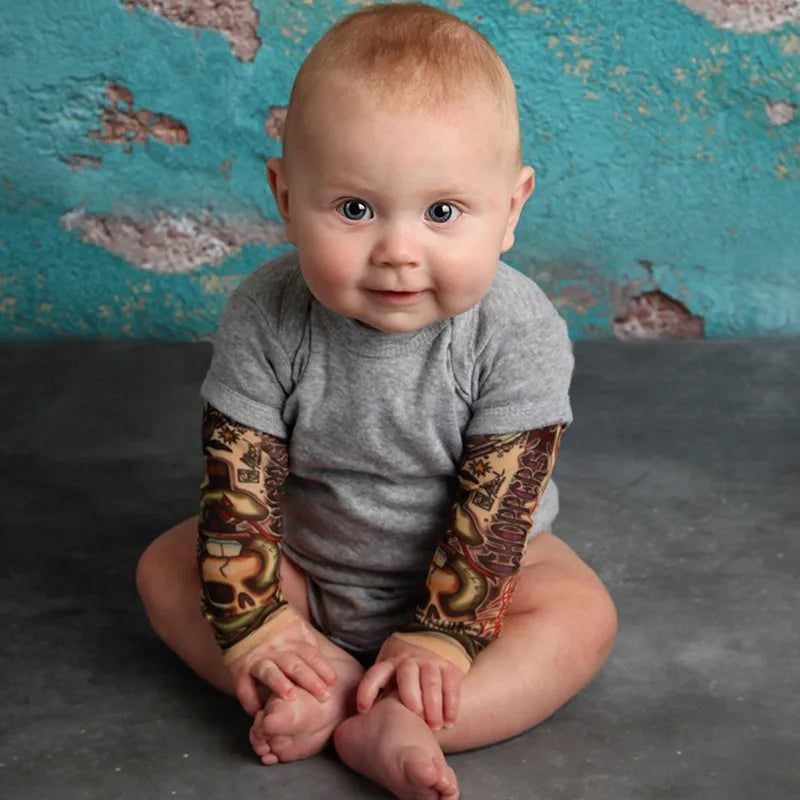 Baby-Bodys, Tattoos-Druck, Rock, 6–24 Monate, Baumwolle, langärmeliger Baby-Body.
