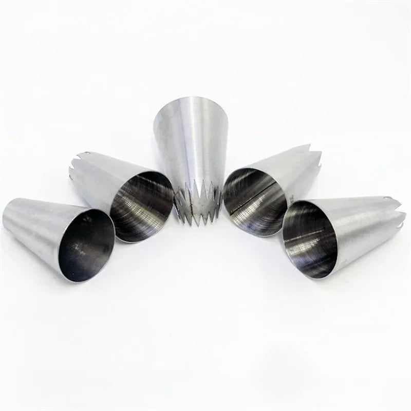 5pcs Large Metal Cake Cream Decoration Tips Set Pastry Tools Stainless Steel Piping Icing Nozzle Cupcake Head Dessert Decorators.