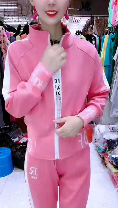 Women's Sportswear Suit 2025 Autumn Winter New Casual Fashion Korean Slim Coat Long Sleeve Sweater Pants Two Piece Set For Women