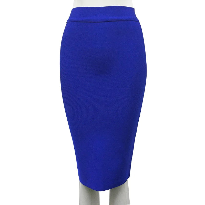 16 Colors High Quality Tight Pink Green Black Rayon Knee Length Bandage Skirt Night Club Party Skirt