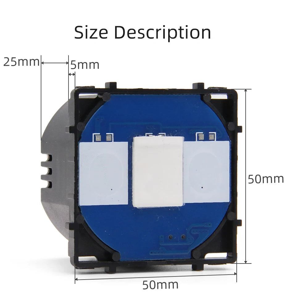 BSEED 1/2/3Gang Wand-Touch-Schalter-Funktionstaste, die Basis von Lichtschaltern, Schalterteil ohne Glasscheibe, Ein-Aus, 1/2Weg.