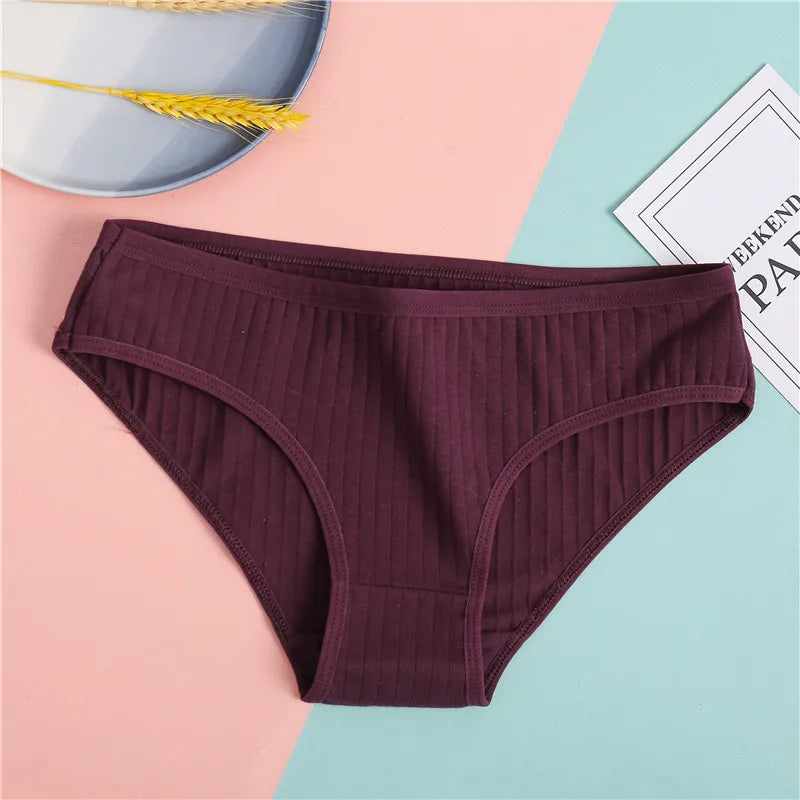 FINETOO 3PCS/Set Women's Underwear Cotton Panty Sexy Panties Female Underpants Solid Color Panty Intimates Women Lingerie M-2XL