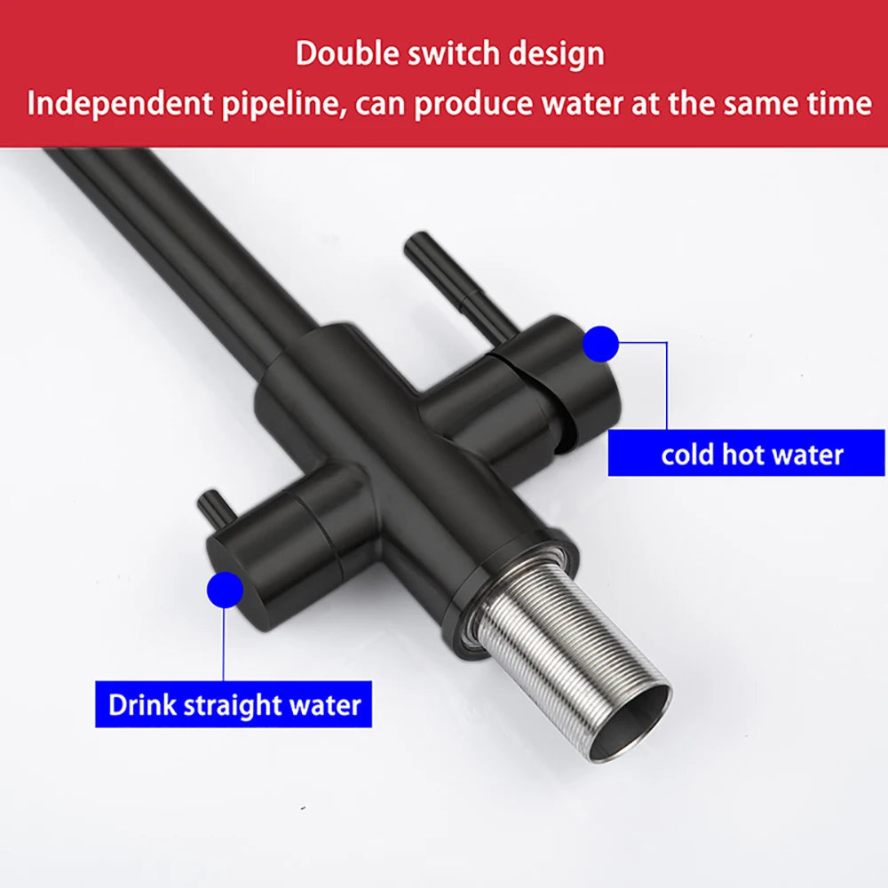 DQOK Drinking Filtered Water Kitchen Faucet Purification Tap Dual Handle Faucet Kitchen Sink Tap