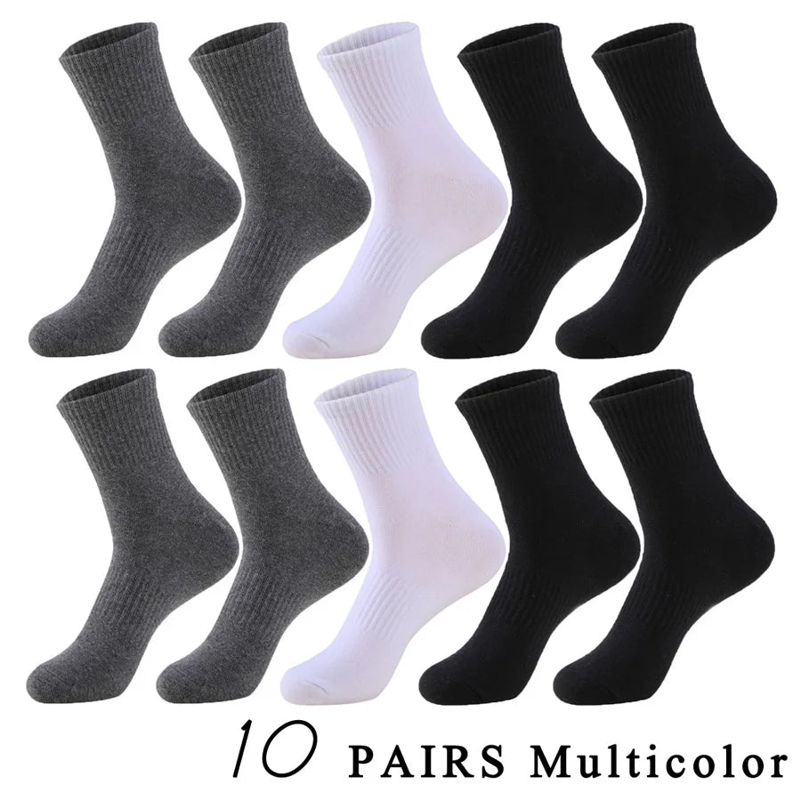 5 Pairs/Lot Socks Men Cotton Running Casual Thick Solid Compression Breathable Outdoor Travel Long High Crew Sock Male 4 Styles