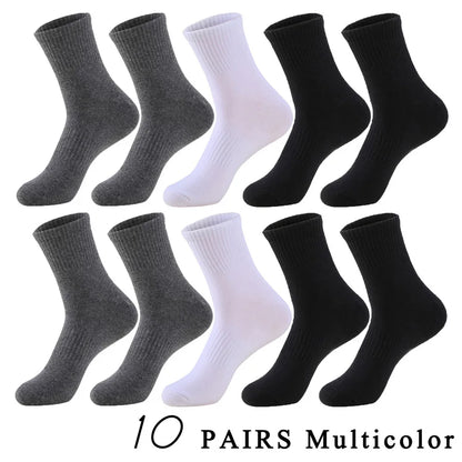 5 Pairs/Lot Socks Men Cotton Running Casual Thick Solid Compression Breathable Outdoor Travel Long High Crew Sock Male 4 Styles
