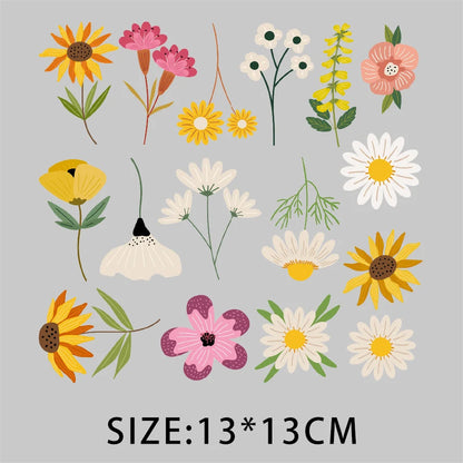Cartoon Pflanze Blumen Aufkleber Wärmeübertragung PVC Patch Hitzeempfindliche Patches Bügelaufkleber auf Kleidung DIY Applikationen