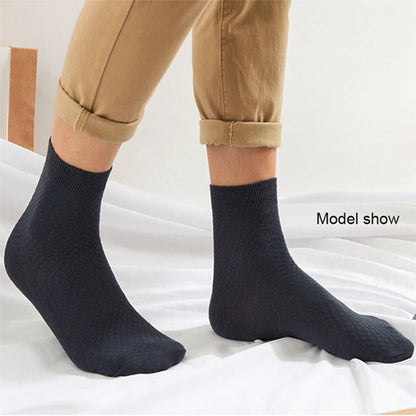 10 Pairs/Lot Men's Bamboo Fiber Socks 2025 New Compression Autumn Long Black Business Casual Man Dress Sock Gift Plus Size 42-45.