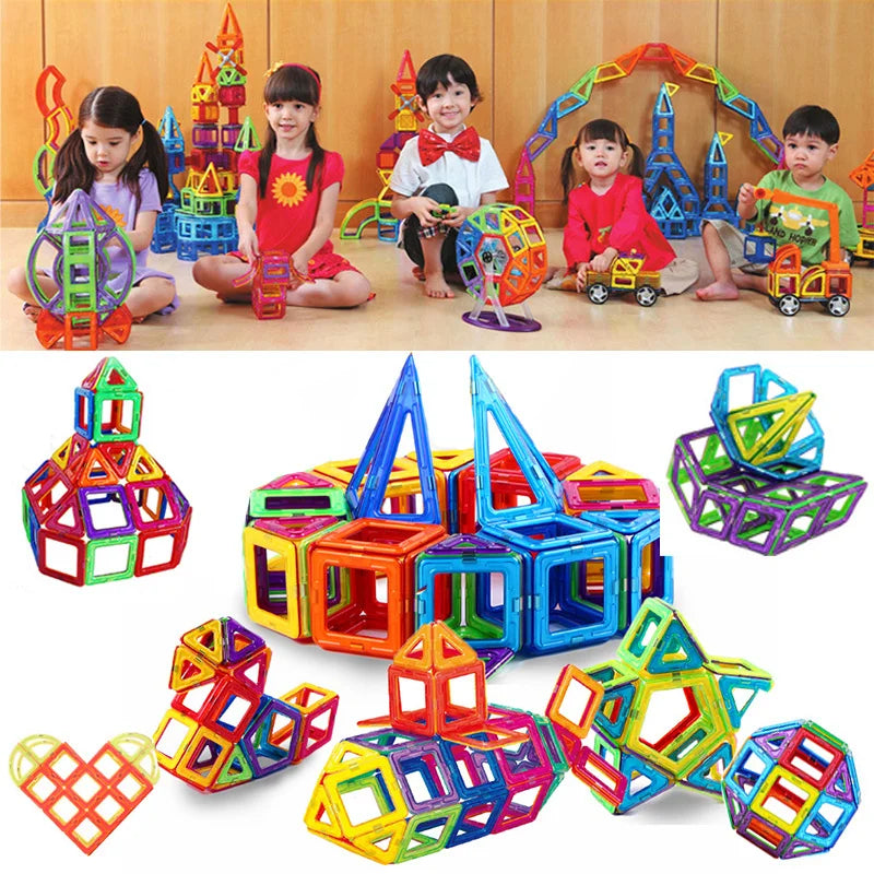 30-168PCS Medium Size Magnetic Building Blocks Magnet Designer Construction Set Montessori Educational Toys For Kids Gifts.
