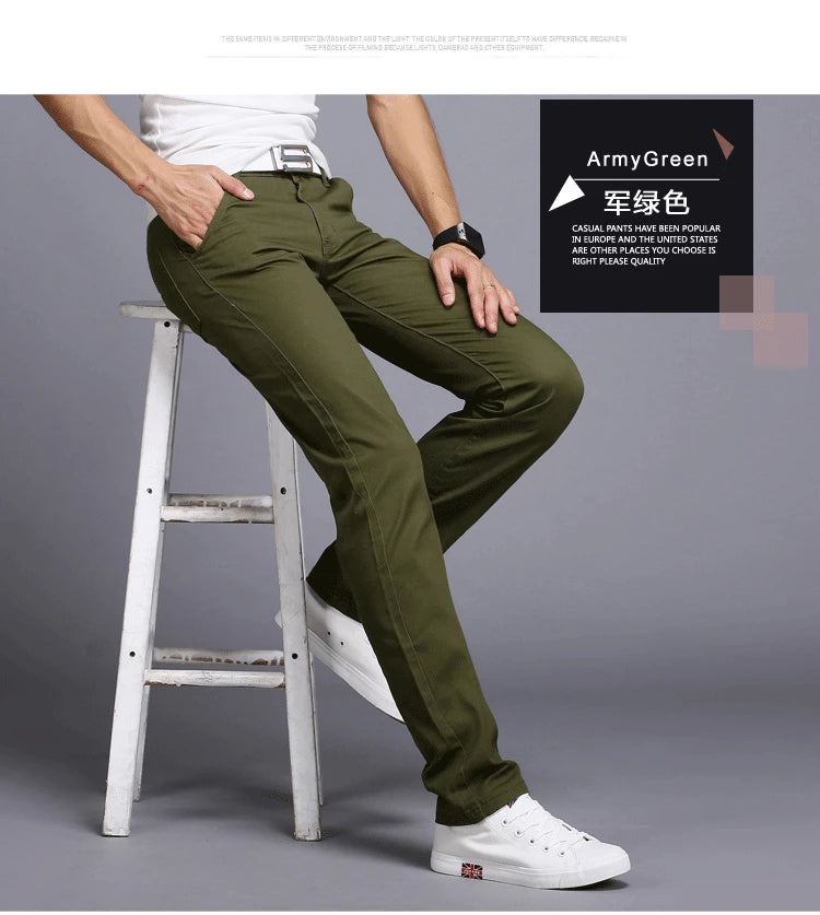 2022 Spring summer New Casual Pants Men Cotton Slim Fit Chinos Fashion Trousers Male Brand Clothing 9 colors Plus Size 28-38.