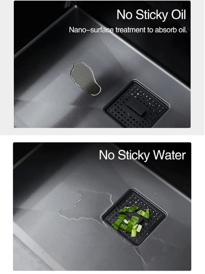ASRAS New Nanometer Kitchen Sink Handmade Sink 4mm Thickness 240mm Depth Large Size Single Kitchen Sink With Drain Plate Sinks
