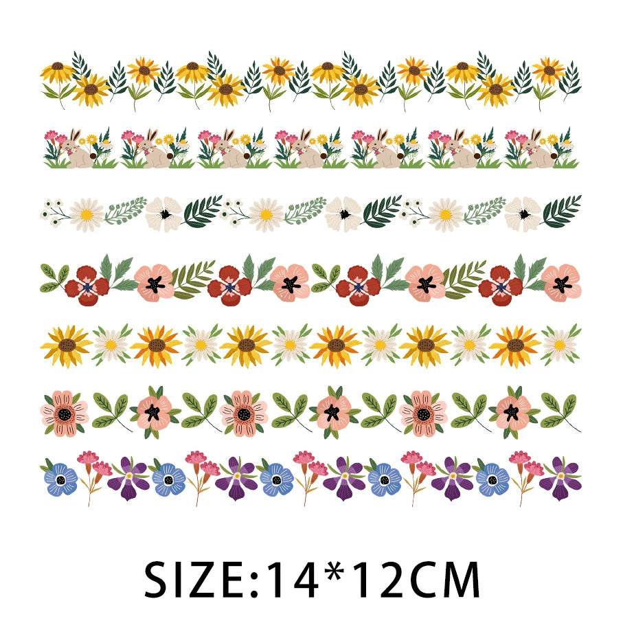 Cartoon Pflanze Blumen Aufkleber Wärmeübertragung PVC Patch Hitzeempfindliche Patches Bügelaufkleber auf Kleidung DIY Applikationen.