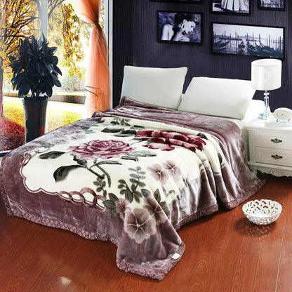 Double Layer Raschel Blankets 150*200cm Soft Warm Faux Fur Mink Throw Thicken Fluffy Microfiber Plush Weighted Blankets For Beds.