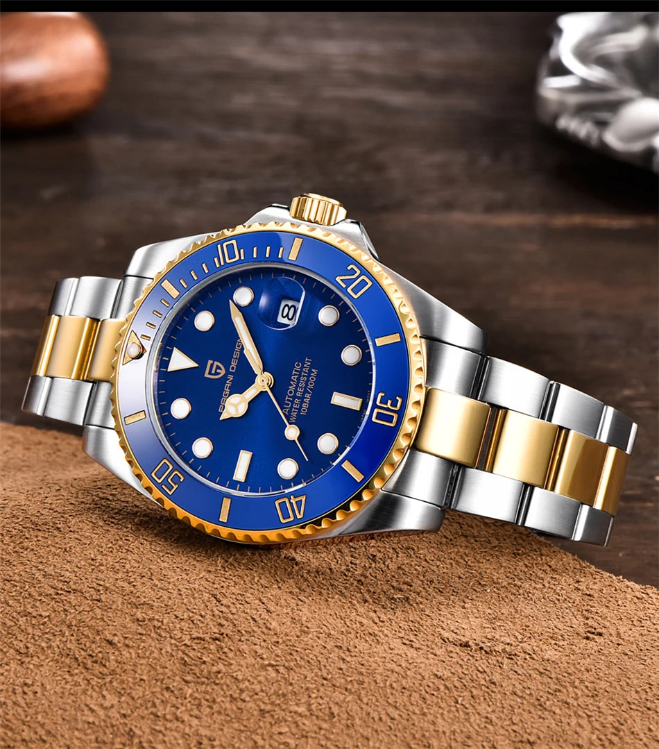 PAGANI DESIGN Top Brand Automatic Watch Luxury Sapphire Glass Mechanical Wristwatch Sports Stainless Steel Waterproof Men Watch