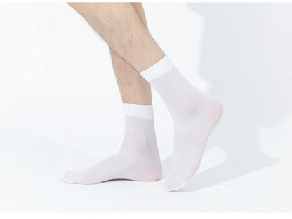 10Pairs Bamboo Men Ice Silk Socks Summer Spring Sports Socks Sweat Absorption Deodorant Thin Stripe Breathable Silk Long Sock.