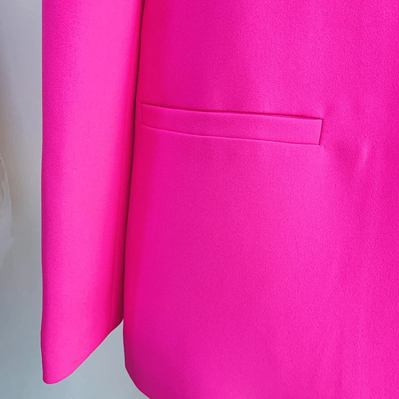 HIGH STREET Newest 2024 Designer Runway Suit Set Women's Single Button Color Block Blazer Flare Pants Suit.