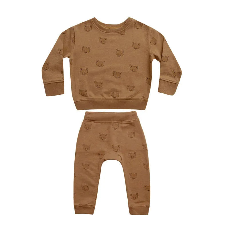 Baby Clothes Set Cartoon Print Soft Cotton Hoodies Tops And Pants 2 Pcs Newborn Girls Boys Sweatshirt Suit Baby Clothing.