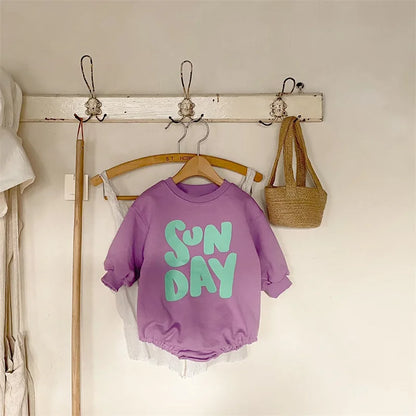 Herbst Baby Stram pler Brief druck Jungen ein Stück Pelz Futter Kleinkind Outfit.