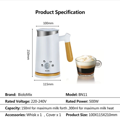 BioloMix NEW Automatic Hot and Cold Milk Frother Warmer for Latte, Foam Maker for Coffee, Hot Chocolates, Cappuccino.