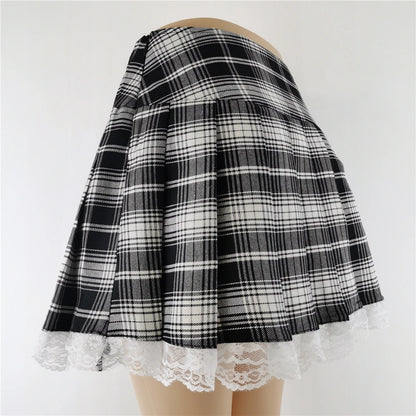 Harajuku Punk Gothic Black High Waist Black Skirts Women Sexy Patchwork Bandage Mini Female Streetwear Black Skirt.