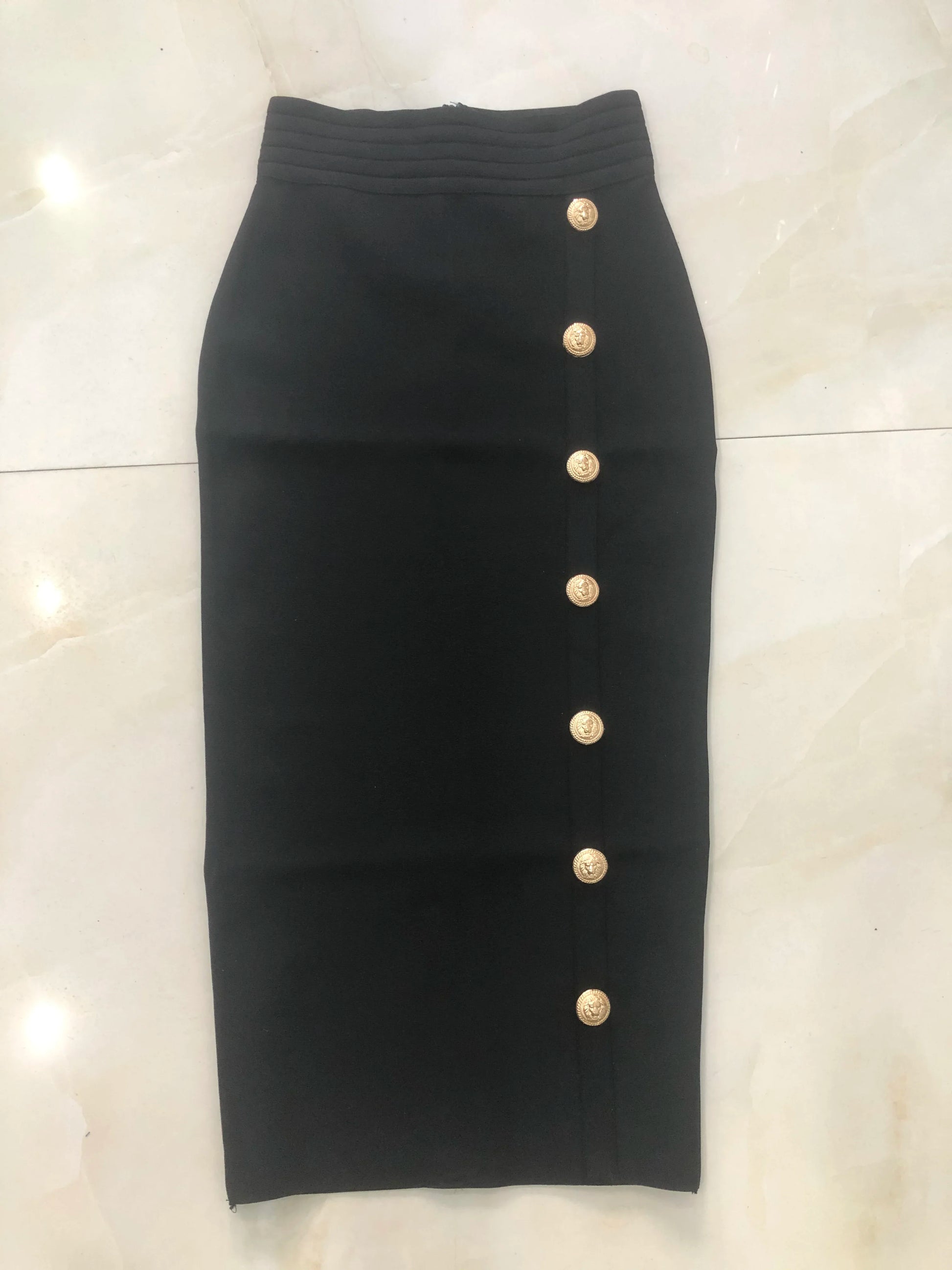 New Arrival Women Button Black Blue Red Bodycon Bandage Skirt 2024 Designer High Waist High Street Party Club Pencil Skirt 75cm.