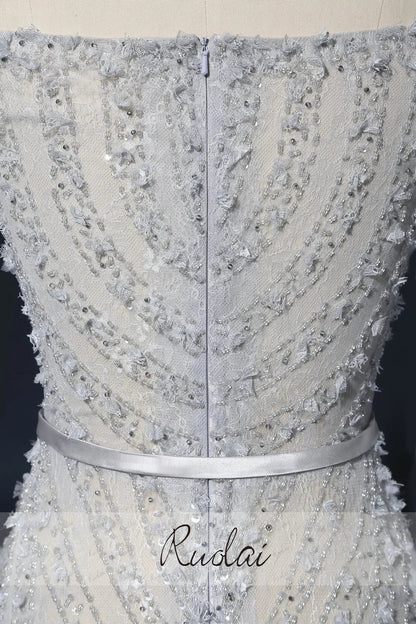 PEV-L3058 Luxury Heavy Beaded Party Gowns See Through Long Sleeve Customized Sexy Off Shoulder Evening Dress From Istanbul.