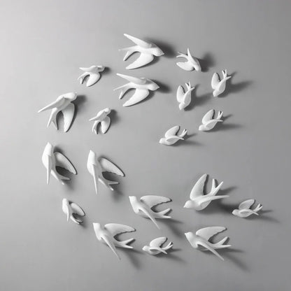Ceramic Swallows Sparrow 3D Simple Ceramic Birds Murals Wall Hanging Decorations Crafts Home Ornaments Home Wall Sculptures RE.