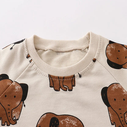 Little maven Spring Suit for Boys Clothing Sets Animal Elephant Boys Boutique Outfits 4Years Kids Clothes Cotton Sweatshirt Pant.