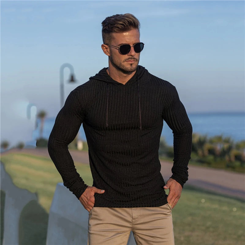 New Fashion Winter Hooded Sweater Men Warm Turtleneck Mens Sweaters Slim Fit Pullover Men Classic Sweter Men Knitwear Pull Homme.