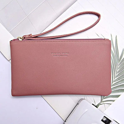 New mobile phone bag female long zipper coin purse female Korean version of pure color wild card bag mobile phone bag wallet