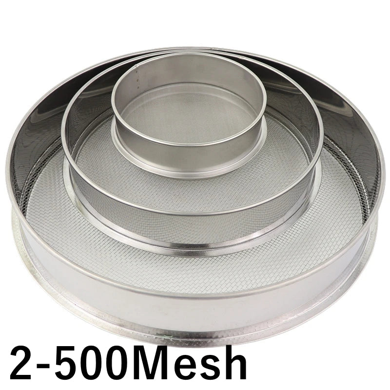 2-500M Round 304 Stainless Steel Lab Sieve Aperture Standard Sifters Shakers Kitchen Flour Powder Filter Screen Soil Strainer.
